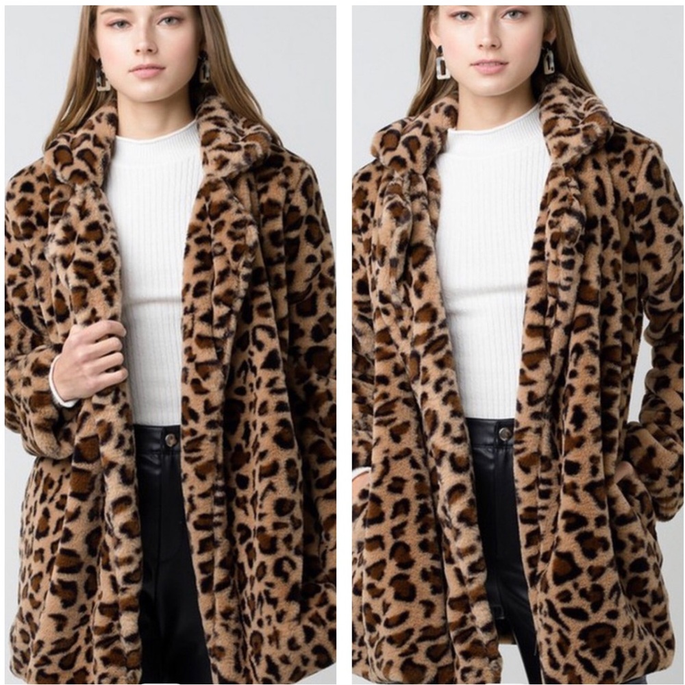 Leopard print furry jacket Coat